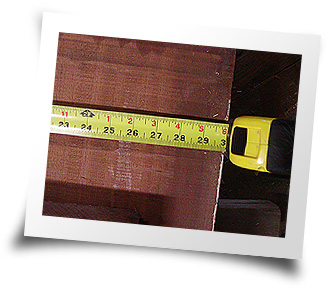 30" Wide Sapele Slab with tape measuring the width