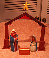 Nativity scene carved out of Basswood by April Koschker