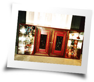 Custom cabinet featuring purpleheart accents by Michael Engleman