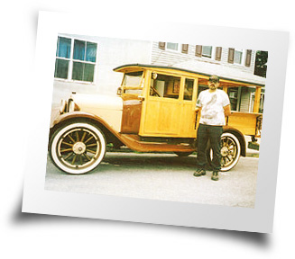 Antique vehicle restored with our fine Red Oak by Danny Williams