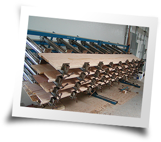 Photo of glued panels in our glue racks
