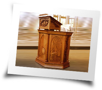 Beautiful hand carved white oak podium made by Roger Schrock